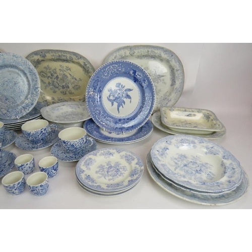 187 - A large quantity of blue and white table ware including Burleigh Scilla pattern, Spode Camilla patte... 