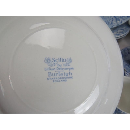 187 - A large quantity of blue and white table ware including Burleigh Scilla pattern, Spode Camilla patte... 