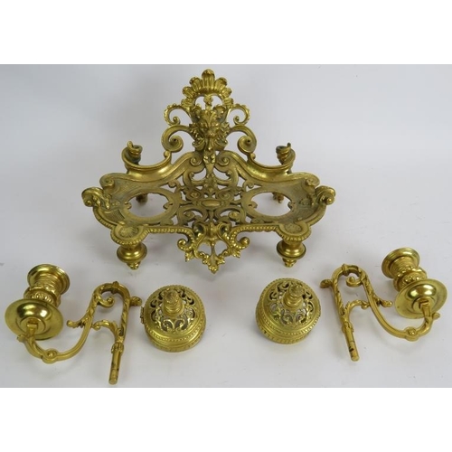 200 - A high quality 19th century bronze Ormulu inkwell desk stand in the Rococo style with twin inkwells ... 