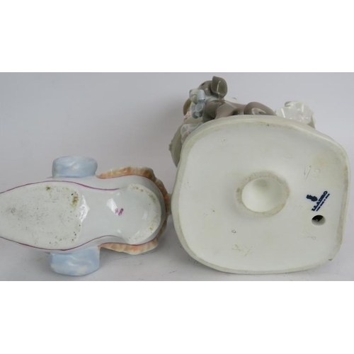 204 - A selection of decorative ceramics including a Capodimonte casket, Lladro figurine, Belleek vase, fi... 