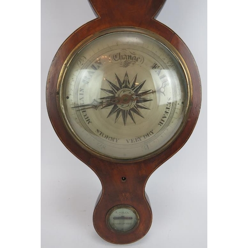 207 - A 19th century mahogany cased wheel barometer by A. Solca. Height 95cm.
Condition report: Pediment d... 