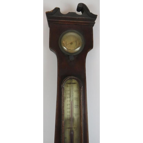 207 - A 19th century mahogany cased wheel barometer by A. Solca. Height 95cm.
Condition report: Pediment d... 