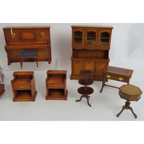 222 - 13 pieces of good quality handmade doll's house furniture by John Finn and Jomel of West Malling. Ta... 