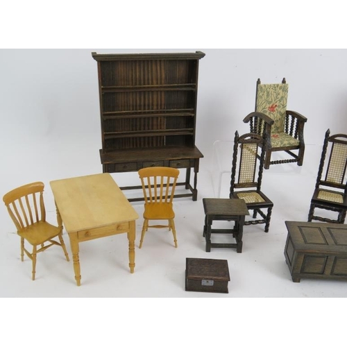 224 - 14 pieces of good quality handmade dolls furniture including pieces by Jane Newman, Colin Bird and M... 