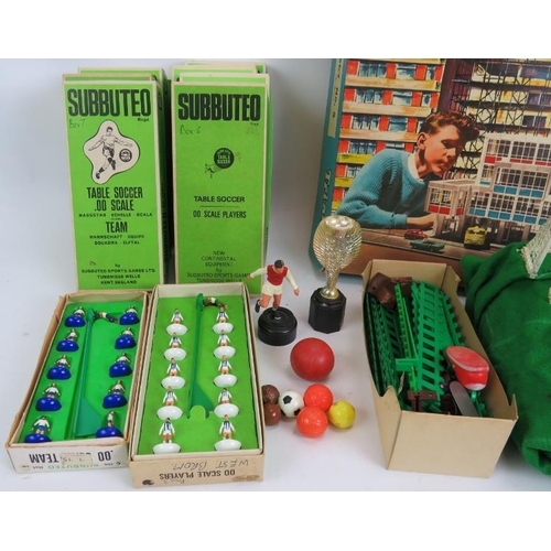 247 - A quantity of vintage Subbuteo teams, pitches and accessories including 10 teams, three pitches, goa... 