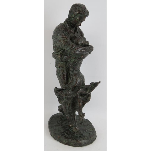 287 - A bronzed composite figure 'Father and Daughter' with patinated Verdigris finish. Height 56cm.
Condi... 