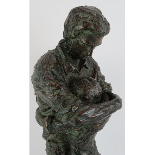 287 - A bronzed composite figure 'Father and Daughter' with patinated Verdigris finish. Height 56cm.
Condi... 