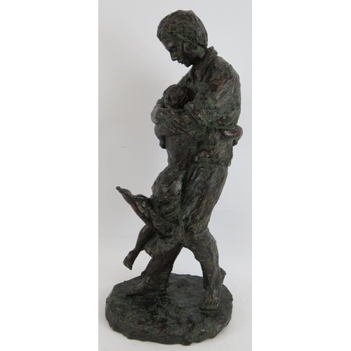 287 - A bronzed composite figure 'Father and Daughter' with patinated Verdigris finish. Height 56cm.
Condi... 