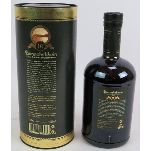 297 - One bottle of Bunnahabhain single Islay malt scotch whisky, 18 year old, 70cl, 43% vol. With tube.
C... 