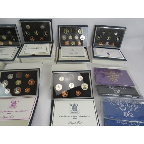 299 - Royal Mint UK proof coin sets 1980-1990, 2 sets of many plus other proof and uncirculated sets. (25+... 