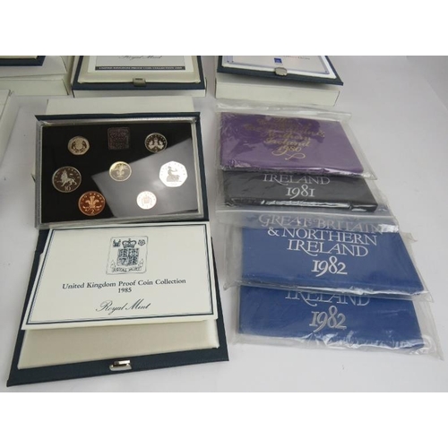 299 - Royal Mint UK proof coin sets 1980-1990, 2 sets of many plus other proof and uncirculated sets. (25+... 