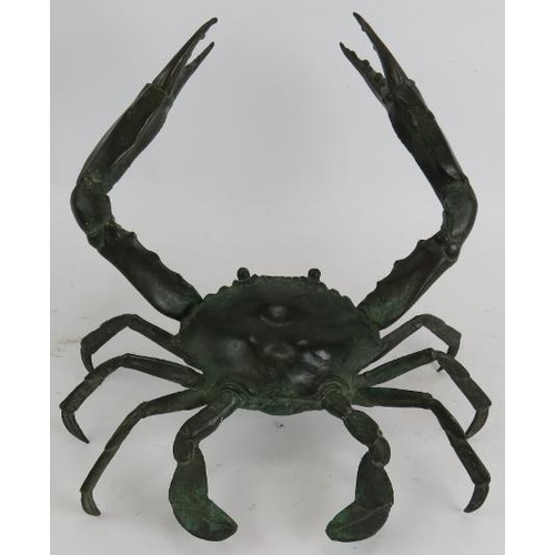 3 - A large Japanese bronze model of a crab with claws raised. Height 26cm. Width 30cm.
Condition report... 