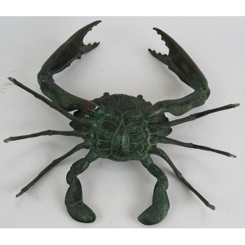 3 - A large Japanese bronze model of a crab with claws raised. Height 26cm. Width 30cm.
Condition report... 