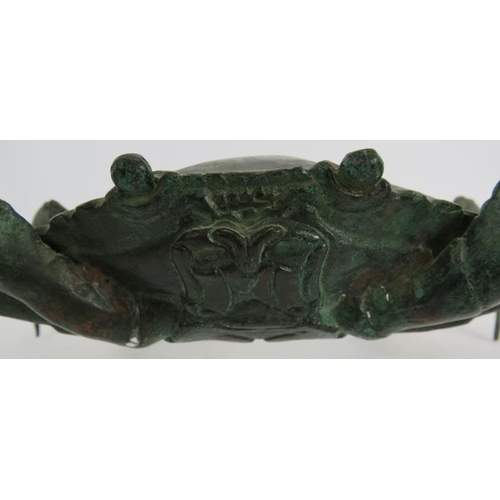 3 - A large Japanese bronze model of a crab with claws raised. Height 26cm. Width 30cm.
Condition report... 