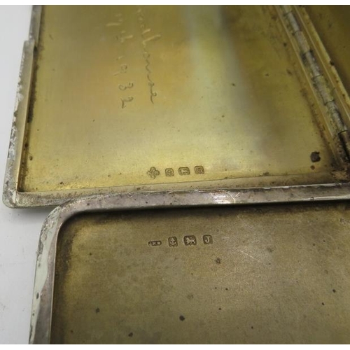 312 - An RAF silver engine turned cigarette case with gilded interior. Engraved 'P Woodhouse Nov 17th 1932... 