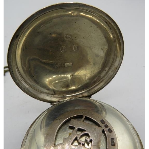 356 - A Waltham Mass silver cased pocket watch 2461098 with key. A half hunter silver cased pocket watch (... 