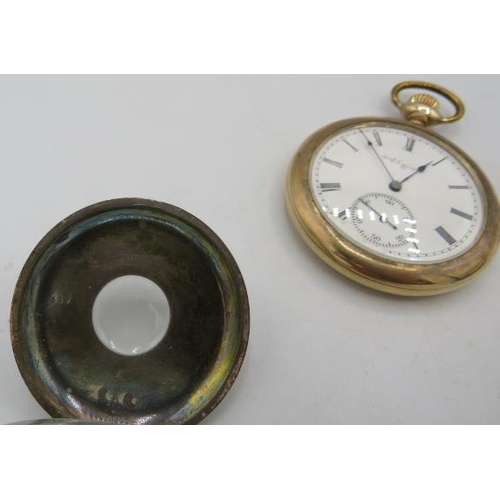 356 - A Waltham Mass silver cased pocket watch 2461098 with key. A half hunter silver cased pocket watch (... 