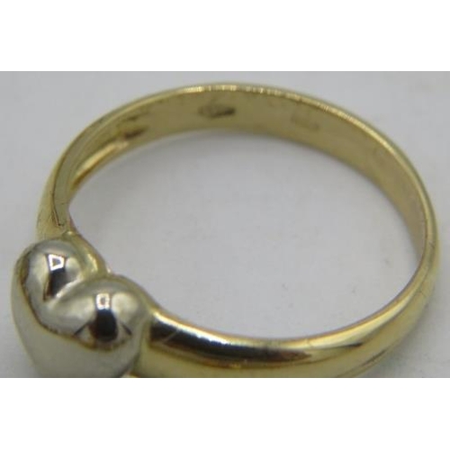 434 - A 925 marked gilded pendant and bangle. A 14ct yellow and white fold ring with heart design. Size N.... 