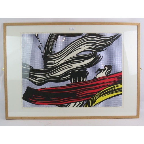 501 - Roy Lichtenstein (1923-1997) - 'Brushstrokes', 1967, original screen print, 56cm x 76cm, framed. 
Co... 