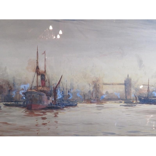 539 - Ernest Dade (1868-1936) - 'River Thames scene', watercolour, signed, 46cm x 82cm, framed.
Condition ... 