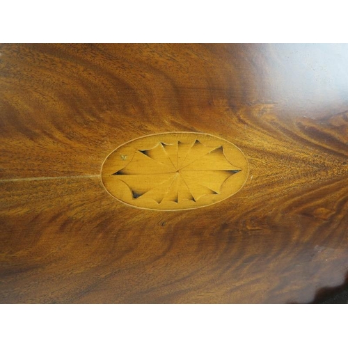 54 - An inlaid oval Edwardian gallery tray with bespoke Mahogany stand. Tray: 65cm x 45cm.
Condition repo... 