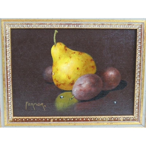 540 - Jack Fermor (20th Century) - 'Still life's', a pair, oils on canvas, signed, 14cm x 19cm, framed.
Co... 