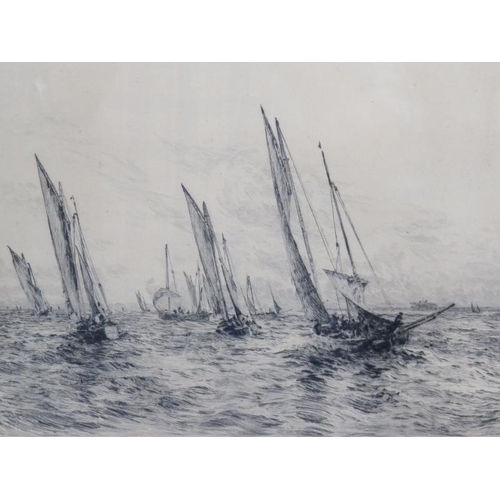 549 - William Lionel Wyllie (1851-1931) - 'Yachts at Sea', pencil signed etching, 19cm x 25cm, framed. 
Co... 