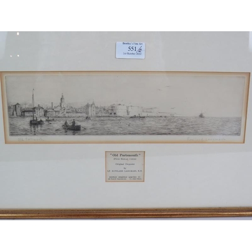 551 - Rowland Langmaid (1897-1956) - 'Old Portsmouth (from Haslar creek)' and 'Entrance to Portsmouth Harb... 