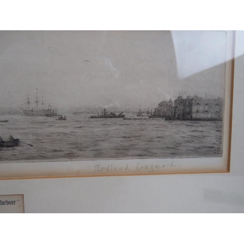 551 - Rowland Langmaid (1897-1956) - 'Old Portsmouth (from Haslar creek)' and 'Entrance to Portsmouth Harb... 