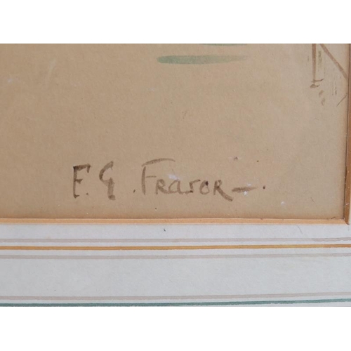 556 - Frederick Gordon Fraser (1879-1931) - 'Reeds and Reflections', watercolour, signed, labels verso, 34... 