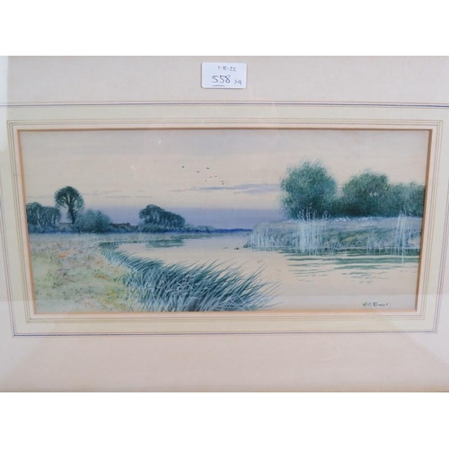 558 - Frederick Gordon Fraser (1879-1931) - Four river landscape watercolours, all signed, 38cm x 25cm, 33... 