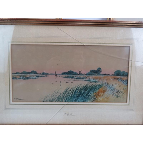 559 - Frederick Gordon Fraser (1879-1931) - Five river landscape watercolours, all signed, all approx 17cm... 