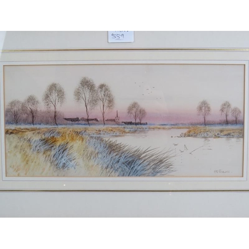 559 - Frederick Gordon Fraser (1879-1931) - Five river landscape watercolours, all signed, all approx 17cm... 