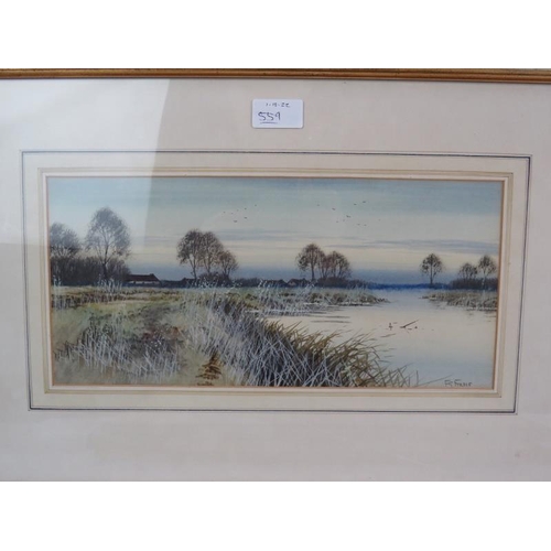 559 - Frederick Gordon Fraser (1879-1931) - Five river landscape watercolours, all signed, all approx 17cm... 