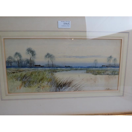 559 - Frederick Gordon Fraser (1879-1931) - Five river landscape watercolours, all signed, all approx 17cm... 