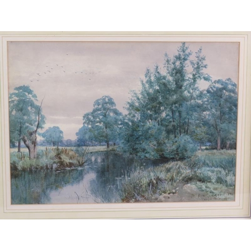 560 - Robert Winchester Fraser (1848-1906) - 'River landscape', signed, dated 1880, titled, label verso, 2... 