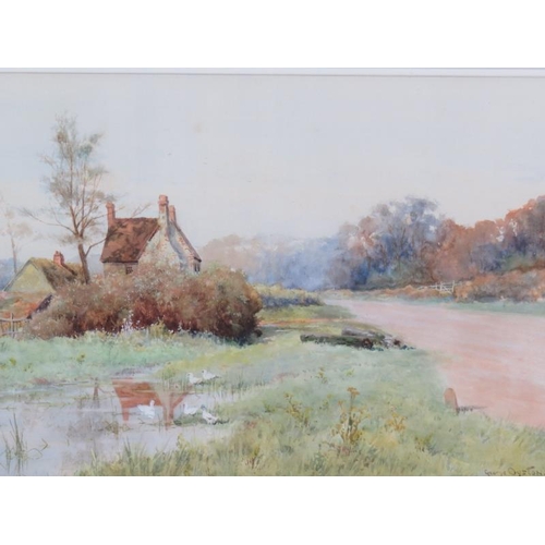 562 - George Oyston (1860-1937) - 'Near Chiddingfold', watercolour, signed and dated (18)96, label verso f... 