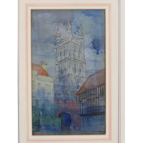 563 - G. Barrass ('86) - 'City Street Scene', watercolour, signed and dated, 24cm x 34cm, framed, together... 