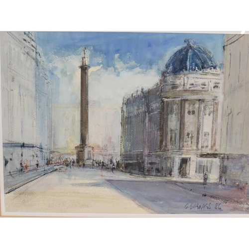 563 - G. Barrass ('86) - 'City Street Scene', watercolour, signed and dated, 24cm x 34cm, framed, together... 