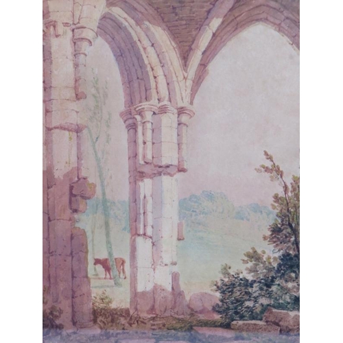 564 - Two 19th century watercolours depicting ecclesiastic architecture, 25cm x 19cm and 24cm x 22cm, both... 