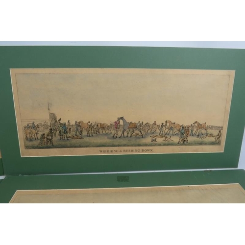 572 - British School (19th century) - Four hand-coloured horse racing engravings, each approx 18cm x 54cm,... 