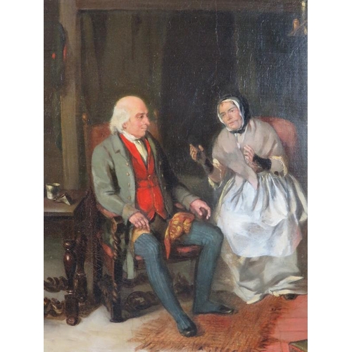 594 - Manner of David Wilkie (Scottish, 1785-1841) - 'Interior scene with elderly couple in conversation',... 