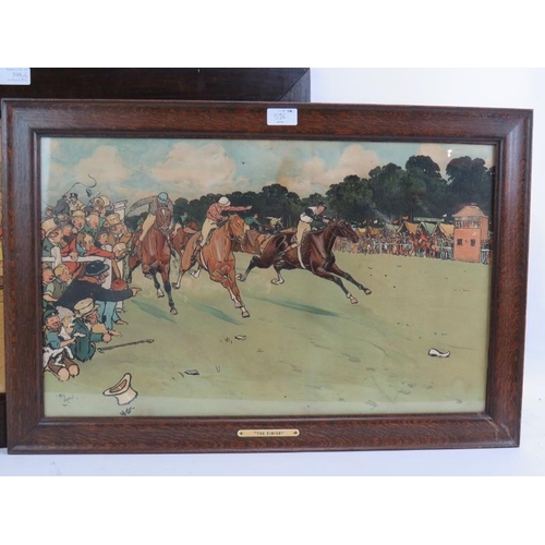 598 - Cecil Aldin (1870-1935) - 'The Finish', original chromolithograph, 1901, 37cm x 59cm, inset oak fram... 