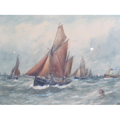 604 - Robert Malcolm Lloyd (1859-1907) - 'Trawlers returning to Gorleston', (Norfolk), watercolour, signed... 