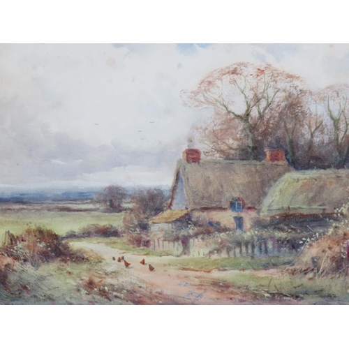 606 - Alexander Molyneux Stannard (1878/85-1975) - 'A country cottage with chickens', watercolour, signed,... 