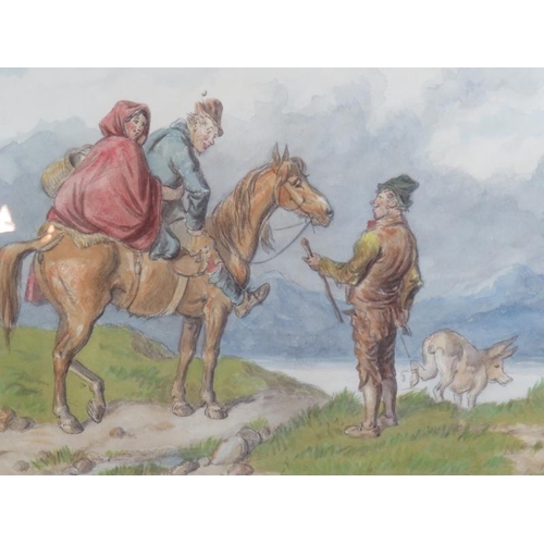 607 - Hablot Knight Brown (Phiz) (1815-1882) - 'The Top of the Mornin to ye', watercolour, signed with mon... 