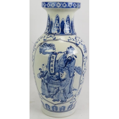 62 - A contemporary large Chinese porcelain baluster vase with hand finished blue and white decoration. H... 