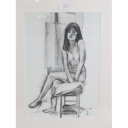 623 - Brian Pratt (20th century) - Three pencil signed prints depicting female nude studies, each 40cm x 2... 