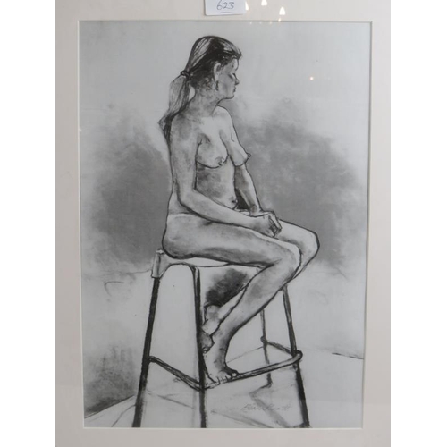 623 - Brian Pratt (20th century) - Three pencil signed prints depicting female nude studies, each 40cm x 2... 