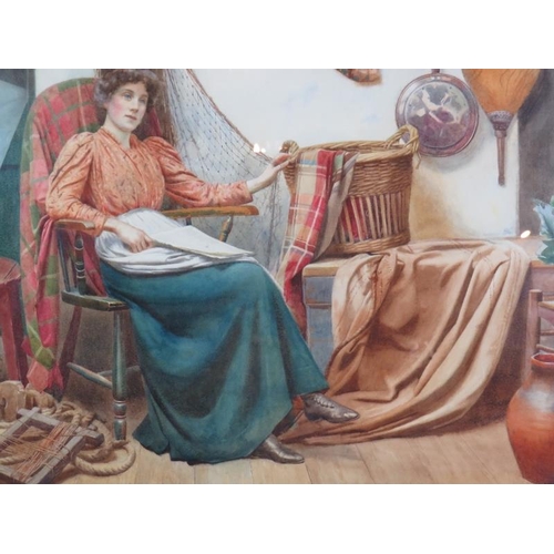 633 - Ralph Todd (British, 1856-1932) - 'The End of the Story', watercolour, signed, 54cm x 77cm, gilt ges... 